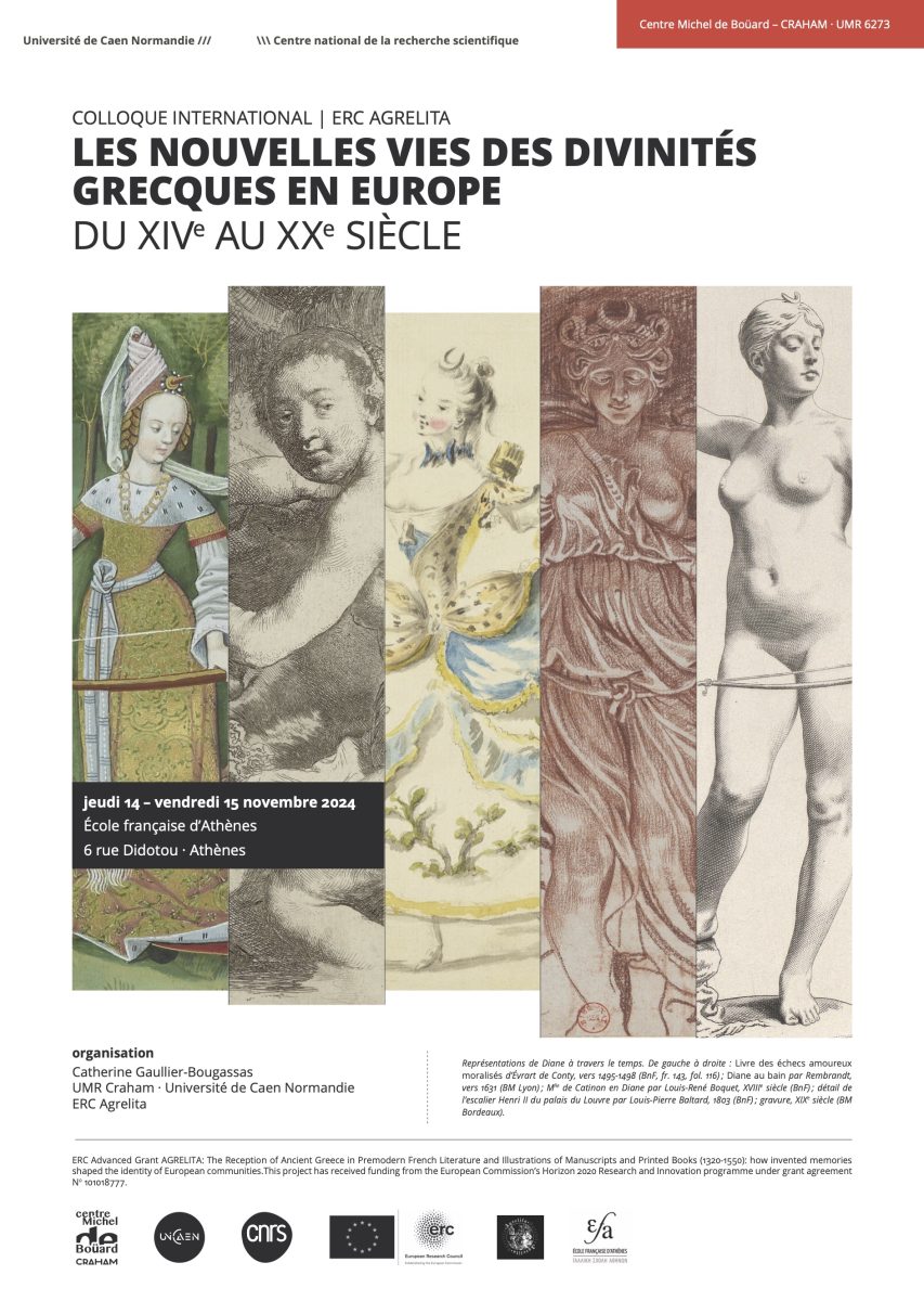 Affiche du colloque, représentant cinq divinités grecques féminines