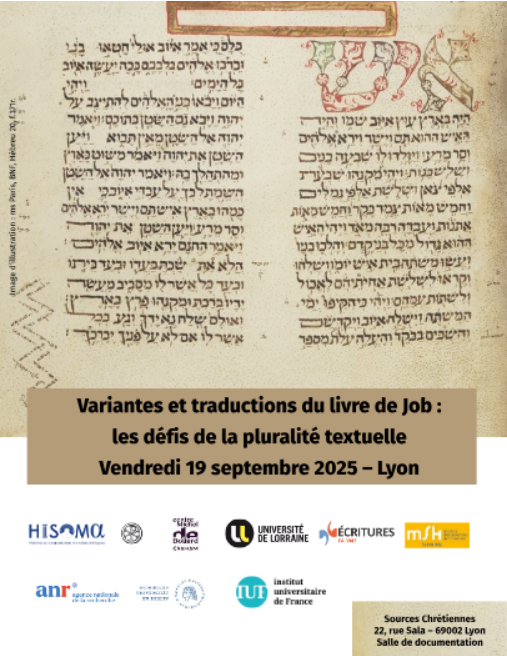« Variantes et traductions du livre de Job : les défis de la pluralité textuelle » à Lyon le vendredi 19 septembre 2025
