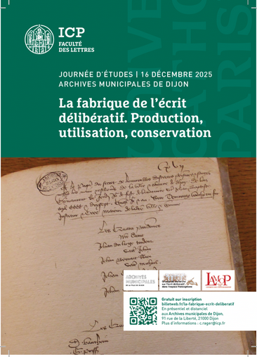 « La fabrique de l’écrit délibératif. Production, utilisation, conservation »  à Dijon le 16 décembre 2025