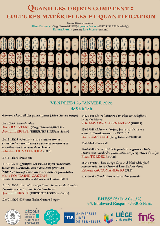 « Quand les objets comptent. Cultures matérielles et quantification » à Paris le 23 janvier 2026