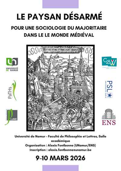 « Le paysan désarmé. Pour une sociologie du majoritaire dans le le monde médiéval » à Namur les 9-10 mars 2026