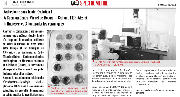 Gros plan sur l’archéométrie-céramologie au Craham dans La Gazette du Laboratoire