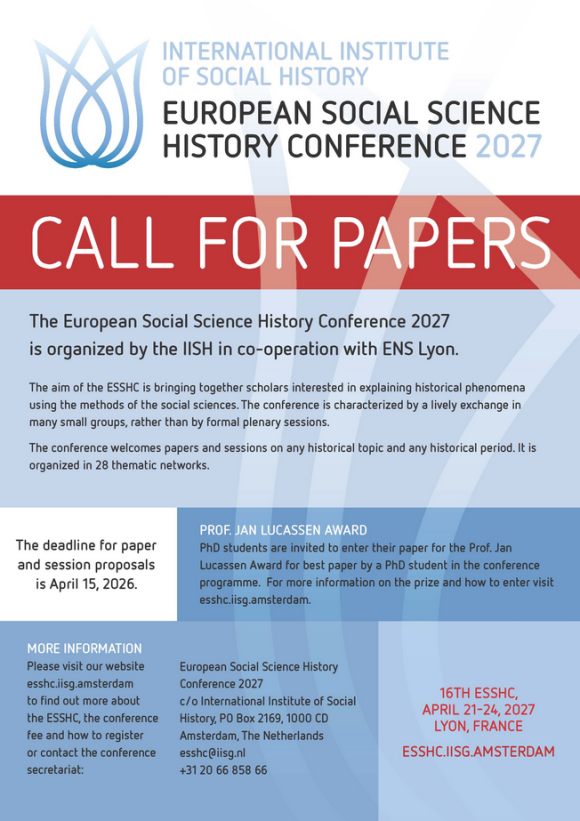 Appel à communications :  Réseau rural. 16e Conférence européenne d'histoire des sciences sociales avant le 15 avril 2026
